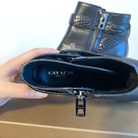 Coach Patricia Black Leather Ankle Boots - Picture 5 of 7